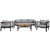 4 Pieces Outdoor Sectional Sofa Set 5 Person Patio Seating Group Outdoor Conversation Set With Cushions And A Coffee Table For Patios, Gardens, Or Balcony - Gray - Image 13