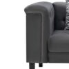 Mary - Velvet Tufted Chair With 1 Accent Pillow - Dark Gray - Image 3