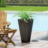 Outdoor Modern Small Cast Stone Planter - Black - Image 2