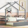 Twin Size House-Shaped Bed With Trundle - Gray - Image 11
