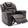 3 Pieces Recliner Sofa Sets Home Theater Seating Manual Recliner Chair With Center Console And Led Light Strip For Living Room - Brown - Image 24