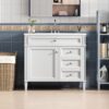 Bathroom Vanity With Top Sink, Modern Bathroom Storage Cabinet 2 Drawers And A Tip-Out Drawer, Single Sink Bathroom Vanity - White - Image 4