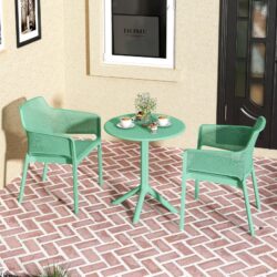 3 Piece Plastic Arm Chair Bistro Grs Premium Ocean Plastic - Green