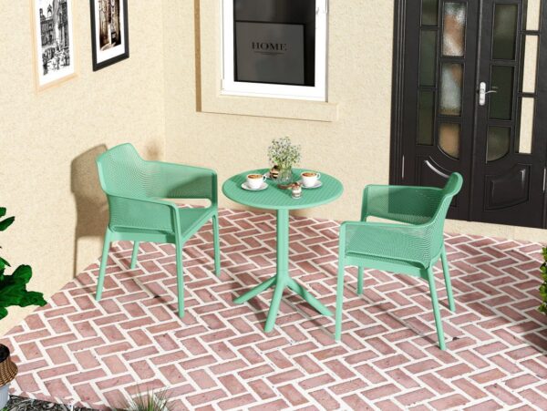 3 Piece Plastic Arm Chair Bistro Grs Premium Ocean Plastic - Green