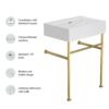24" Ceramic Console Bathroom Sink With Overflow Basin & Toned Legs - White - Image 8