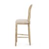 Country Chic Bar Stools (Set of 2) With Rattan Backrest And Upholstered Seat - Beige / Natural - Image 6