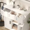 Storage Cabinets, Wooden Floor Cabinet, With Drawers And Shelves Storage Cabinets, Accent Cabinet For Living Room, Bedroom, Bathroom Furniture Home Decor - White - Image 5