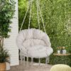 Macrame Hanging Hammock Chair With Cushion, Cotton Rope Swing For Indoor And Outdoor Use, 330 Lbs Capacity - Beige - Image 2