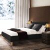 Roman - Queen Curved Headboard Upholstered Platform Bed - Ebony Black - Image 7