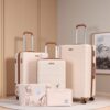 5 Piece Set (20"24"28 +A Travel Bag And A Toiletry Bag), Hard Case Spinner Wheels Luggage Sets With Tsa Lock Carry On Suitcase Luggage Durable Suitcase - Creamy White - Image 2