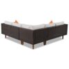 4 Pieces Outdoor Wicker Sofa Set, Patio Furniture With Colorful Pillows, L - Shape Sofa Set - Beige / Brown - Image 8