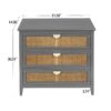 3 Drawer Cabinet Natural Rattan Suitable For Bedroom - Gray - Image 3
