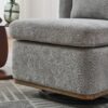 Modern Cushioned Armless Metal Base 360 Degree Swivel Chair With Pillow, Suitable For Living Room, Family Room, Bedroom, Lounge Area, Office - Gray - Image 8