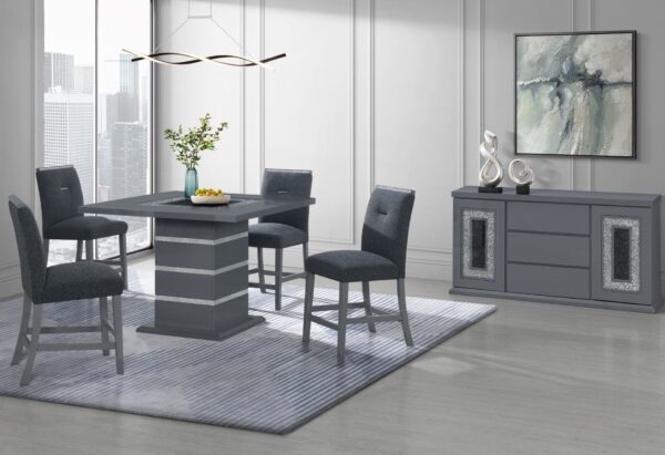 Ariya - 5 Pieces Bar Table And Bar Stool Set - Gray