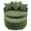 360° Swivel Accent Barrel Chair With Storage Ottoman & 4 Pillows, Modern Chenille Leisure Chair Round Accent For Living Room - Green - Image 25