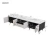 Modern TV Stand & 2 Cabinets & Open Compartments, Entertainment Center For Tvs Up To 80'', Television Console For Living Room - White / Black - Image 9