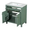 Bathroom Vanity With Ceramic Sink, Modern Single Bathroom Cabinet With 2 Doors And A Shelf, Soft Close Doors - Green - Image 15