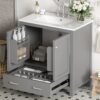 Bathroom Vanity With Single Sink, Combo Cabinet Undermount Sink, Bathroom Storage Cabinet With Two Doors And A Drawer, Soft Closing, Multifunctional Storage, Solid Wood Frame - Gray - Image 23
