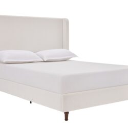 Harper - King Tall Headboard Upholstered Bed, High Headboard, Elegant Simplicity, No Box Spring Needed - Cream White