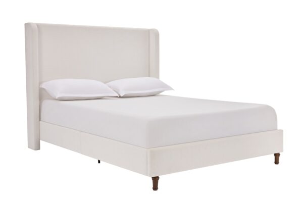 Harper - Queen Tall Headboard Upholstered Bed, High Headboard, Elegant Simplicity, No Box Spring Needed - Cream White