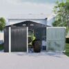 Outdoor Storage Shed Metal Garage Shed For Car, Bike, Lawnmower Backyard Tool House Building 2 Doors And 4 Vents - Black - Image 9