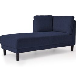 Mid-Century Modern Linen Corner Lounge Chair, Upholstered Indoor Chaise Lounge, Sleeper Sofa Bed - Blue