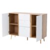 Sideboard Buffet Cabinet With 3 Drawers & 2 Doors, Buffet Cabinet With Adjustable Shelves For For Living Room Dining Room Hallway, Kitchen - White - Image 7