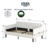 Elena - Twin Boucle Upholstered Daybed, Ribbed Tufted Backrest - Ivory - Image 14