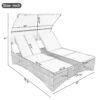 Patio Daybed Outdoor Daybed Sun Lounger With Shelter Roof With Adjustable Backrest, Storage Box And 2 Cup Holders For Patio, Balcony, Poolside - Gray - Image 2