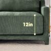 3 Seater Chenille Sofa With Movable Ottomans High Resilience Sponge Easy Installation Wood Base - Green - Image 5