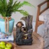 Decorative 4 Tier Broken Pot Water Fountain With LED Light - Brown - Image 5