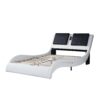 Queen Size Upholstered Platform Bed Frame With LED Lighting, Bluetooth Connection To Play Music Control, Backrest Vibration Massage, Curve Design, Wood Slat Support, No Box Spring Needed - White - Image 7