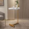 C-Shaped Side Table, Small Sofa Table For Cough, Bedroom - White / Gold - Image 6