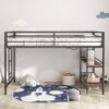 Adam - Junior Twin Loft Bunk Bed With Cinnamon Wood Shelf - Black - Image 9