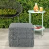Briella - Square Woven Outdoor / Indoor Pouf - Gray / White - Image 5