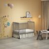 Crib 3 In 1 Convertible, Made Of Sustainable Pinewood, Non Toxic Finish, Comes With Locking Wheels, Wooden Nursery Furniture - Storm Gray - Image 7