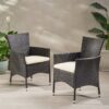 Clementine - Outdoor Wicker Dining Chairs Set With Water Resistant Cushions (Set of 2) - Brown Multi - Image 4