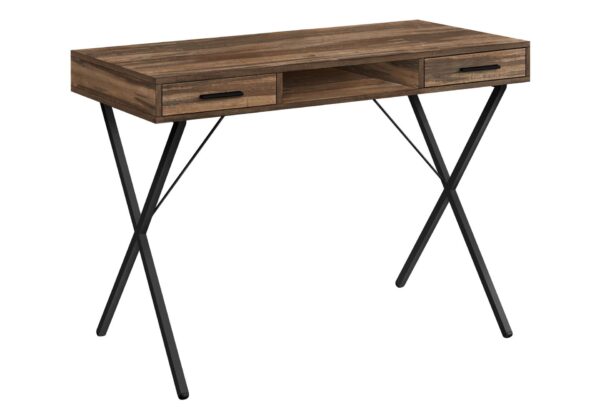 Computer Desk, Home Office, Laptop, Left, Right Set-Up, Storage Drawers, Work, Contemporary, Modern - Brown