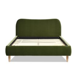 Roman - Queen Curved Headboard Upholstered Platform Bed - Olive Green