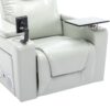270° Swivel Power Recliner Individual Seat Home Theater Recliner With Surround Sound, Cup Holder, Removable Tray Table, Hidden Arm Storage For Living Room - Gray - Image 25