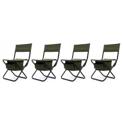 4 Piece Folding Outdoor Chair With Storage Bag, Portable For Camping, Picnics, Fishing - Green