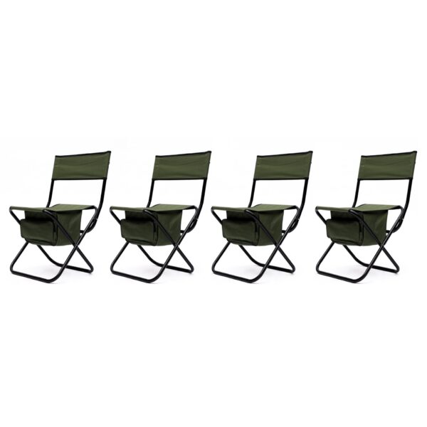 4 Piece Folding Outdoor Chair With Storage Bag, Portable For Camping, Picnics, Fishing - Green