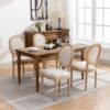 French Style Solid Wood Frame Antique Painting Linen Fabric Back Dining Chair (Set of 2) - Beige - Image 16