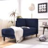 Mid-Century Modern Linen Corner Lounge Chair, Upholstered Indoor Chaise Lounge, Sleeper Sofa Bed - Blue - Image 14