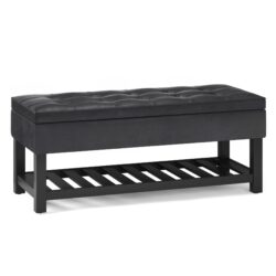 Cosmopolitan - Storage Ottoman Bench With Open Bottom - Distressed Black