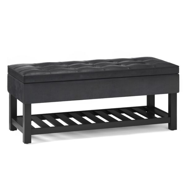 Cosmopolitan - Storage Ottoman Bench With Open Bottom - Distressed Black