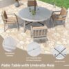 Outdoor Dinning Set 4 Person Outdoor Wooden Dinning Set With An Umbrella Hole And Removable Cushions For Patio, Backyard, Garden - Antique Gray - Image 4