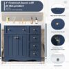 Bathroom Vanity With Resin Sink Combo, Frame Bathroom Storage Cabinet, Freestanding Vanity Set With 3 Drawers & Adjustable Shelf - Blue - Image 6