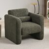 Modern Accent Chair Lambskin Sherpa Upholstered Comfy Reading Arm Chair Soft Padded Armchair With Back And Pillow For Living Room - Seaweed Green - Image 2