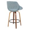 Fabrico - Mid-Century Modern Counter Stool - Walnut / Blue - Image 3